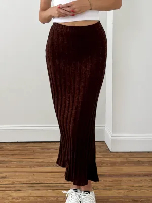 Georgia Sweater Rib Skirt- Russet Brown