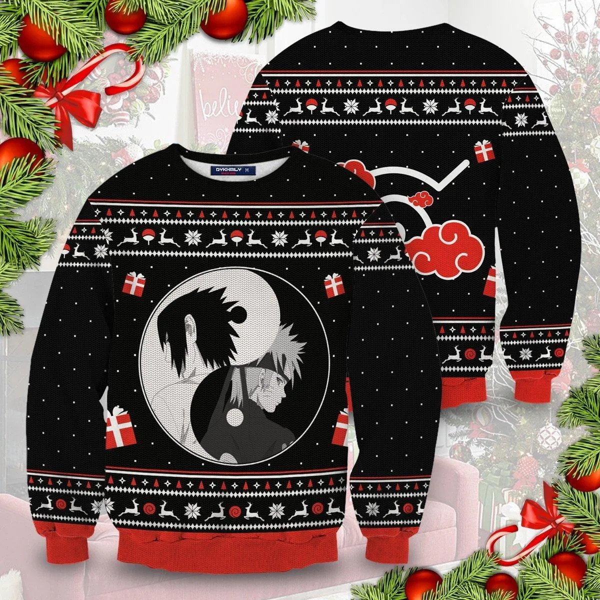 Giftngon - Yin Yang Sasuke Christmas Unisex Wool Sweater