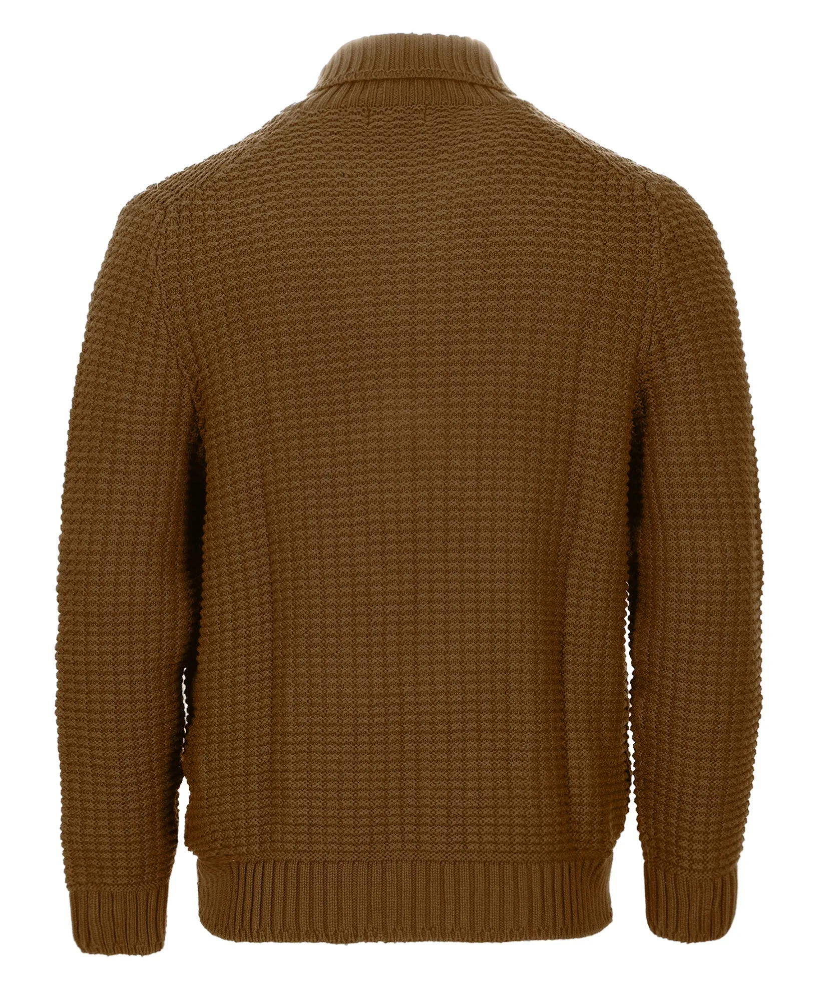 Gioberti Men's Camel 100% Cotton Milano Knit Full-Zip Sweater