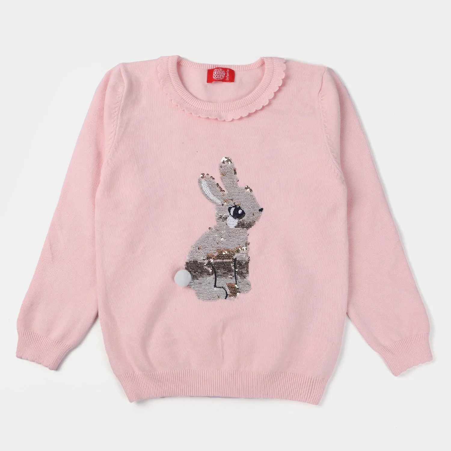 Girls Knitted Sweater Rabbit-Light Pink