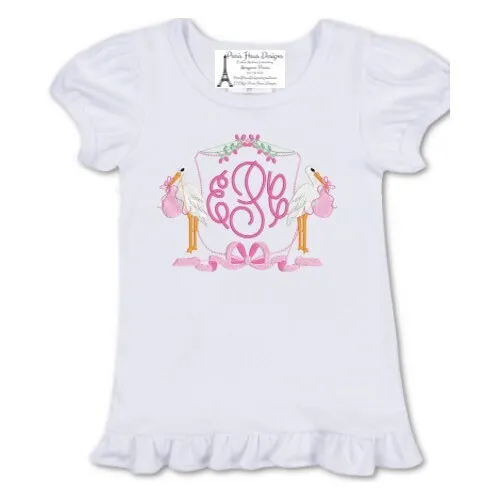 Girls Stork Monogram Dress