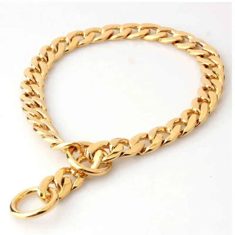 Gold Chain Dog Collar - Stylish & Durable Pet Accessory