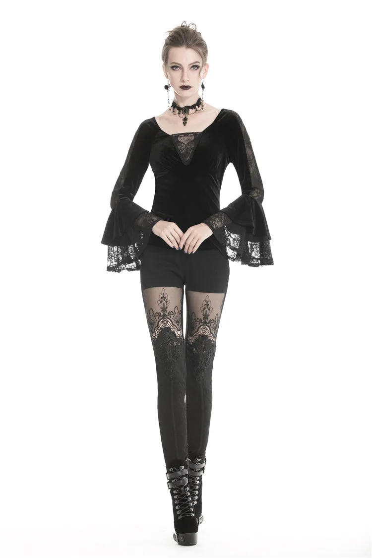 Gothic velvet T-shirt with long sleeves TW215