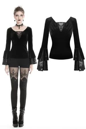 Gothic velvet T-shirt with long sleeves TW215