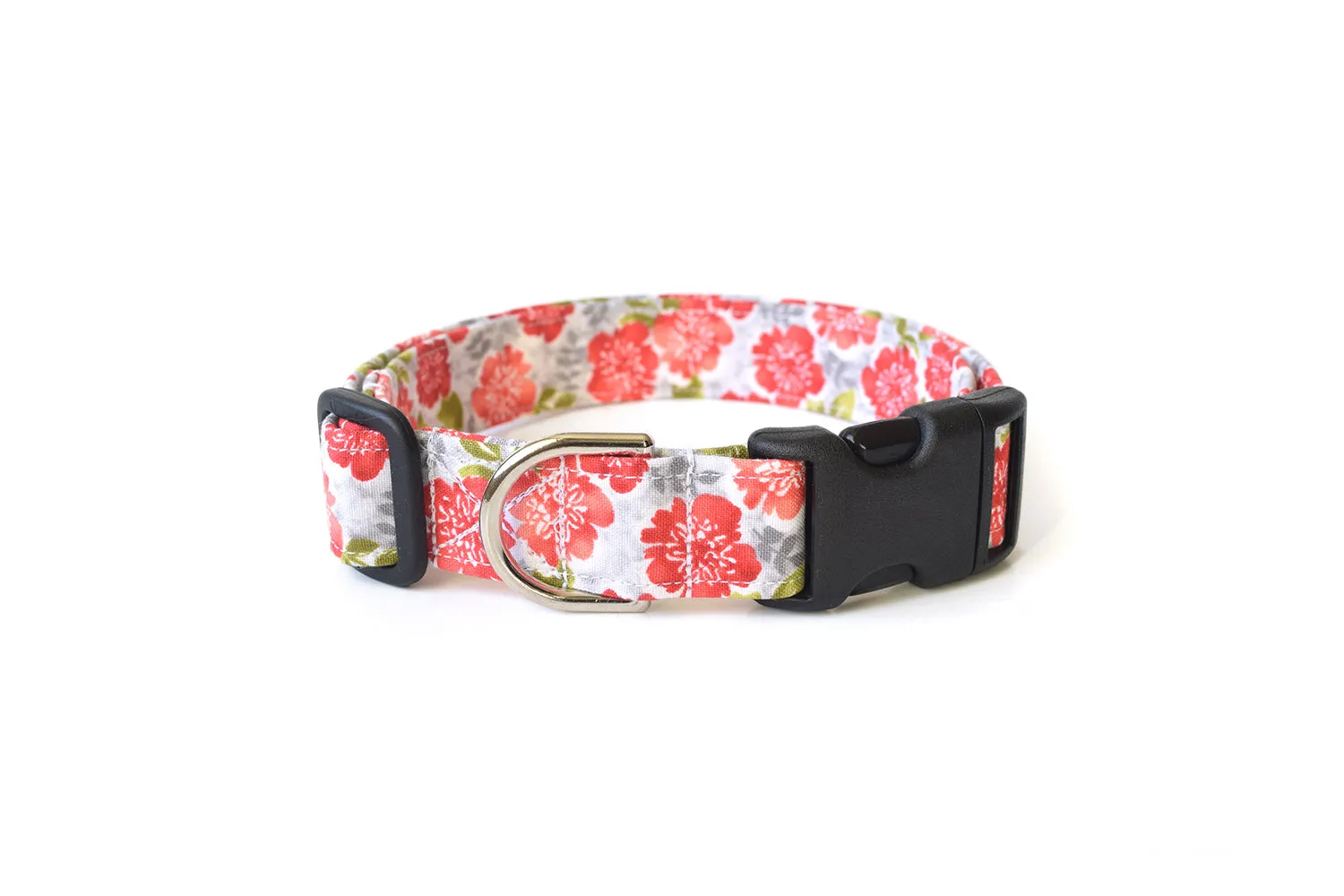 Gray & Pink Hibiscus Floral Dog Collar