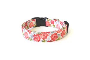 Gray & Pink Hibiscus Floral Dog Collar