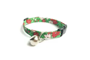 Green & Red Poinsettia Cat Collar