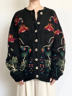 Hand Knit Needlepoint Sweater (M)