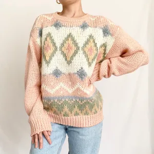 Hand Loomed 1980s Vintage Nordic Sweater (M)