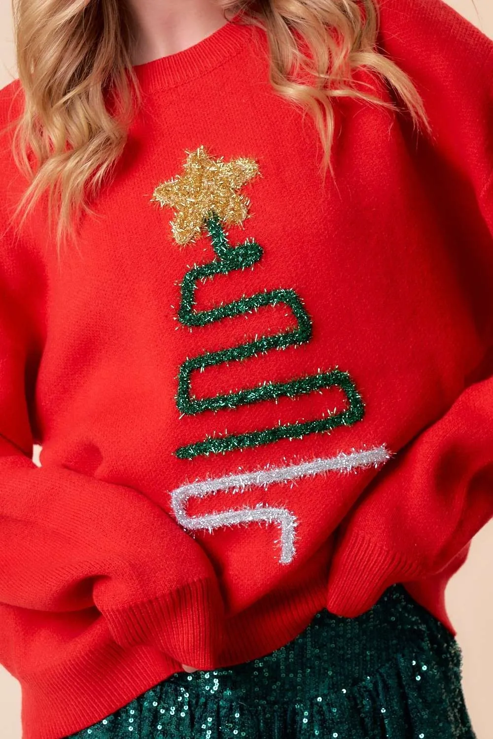 Happy Holidays Tinseltown Sweater - Red