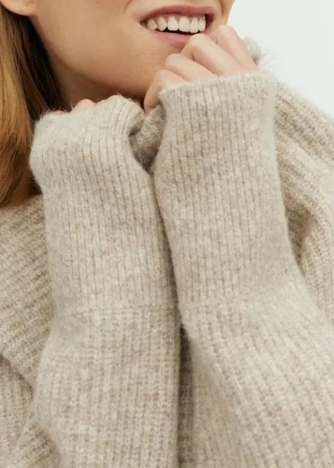 HEVELYN AJAXI-M KNITTED JUMPER | LIGHT TAUPE MELANGE