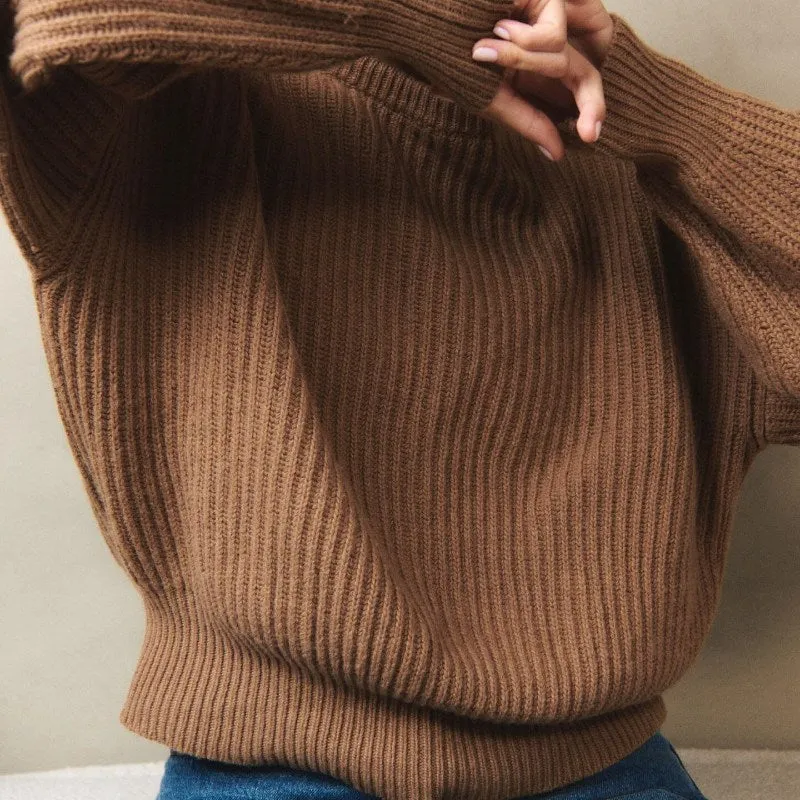 High Quality Custom Crew Neck Wool Blend Women’s Knitted Sweater