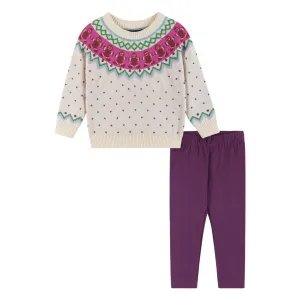 Infant White Fair Isle Sweater & Jegging Set | Gingerbread