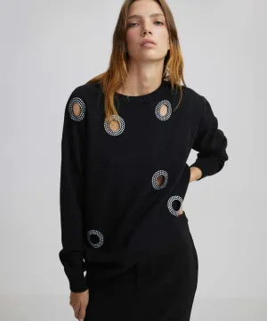 Ipekyol Hole With Stone-Embellished Sweater Black