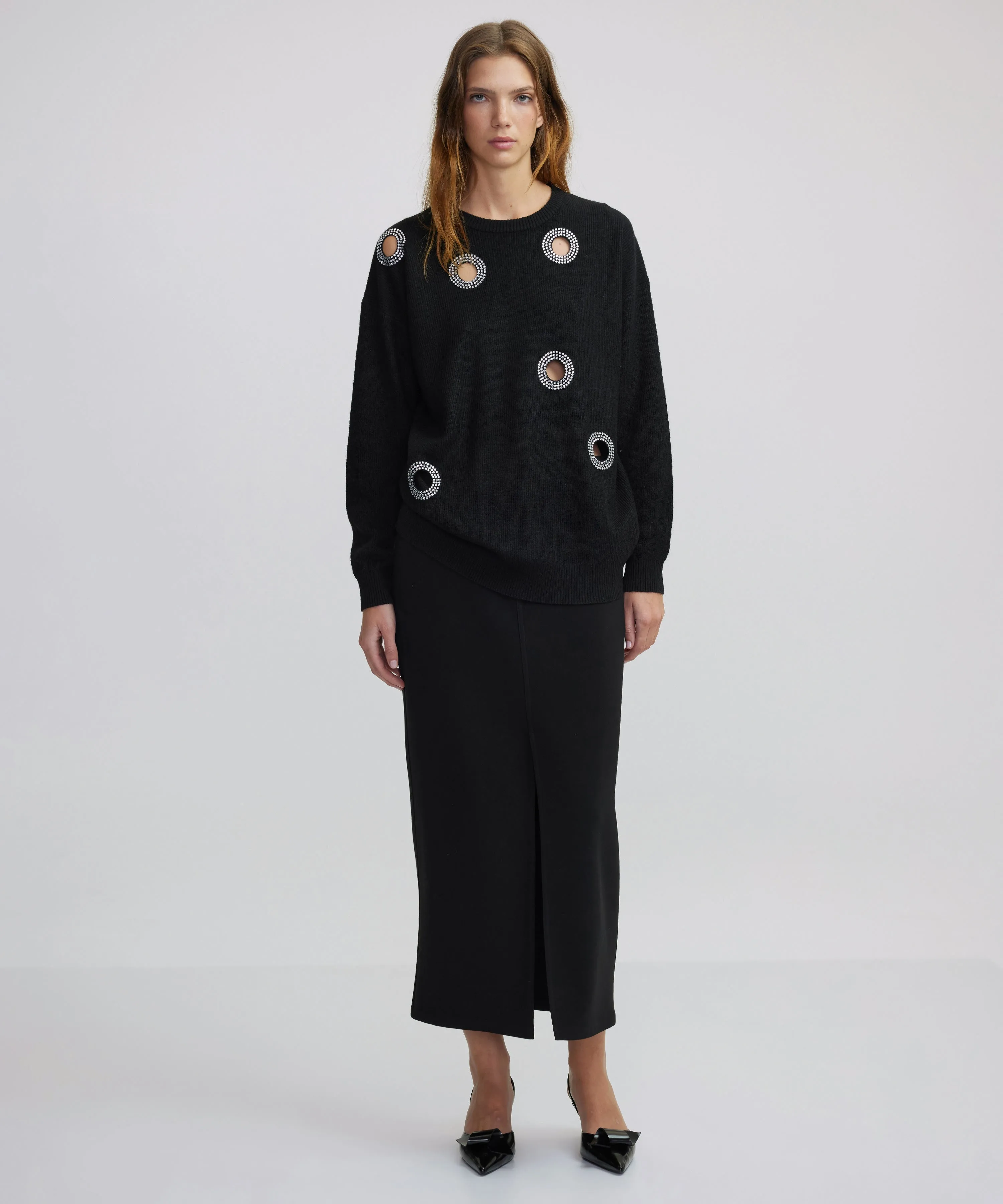 Ipekyol Hole With Stone-Embellished Sweater Black