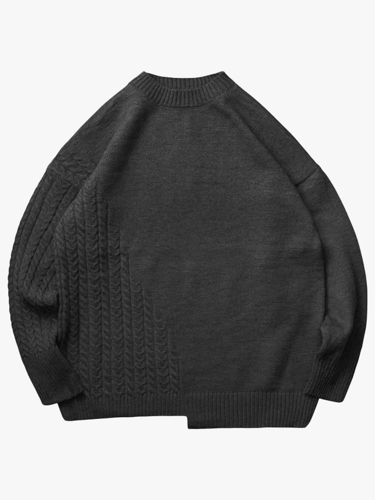 Irregular Twist Ribbed Trim Knitted Sweater