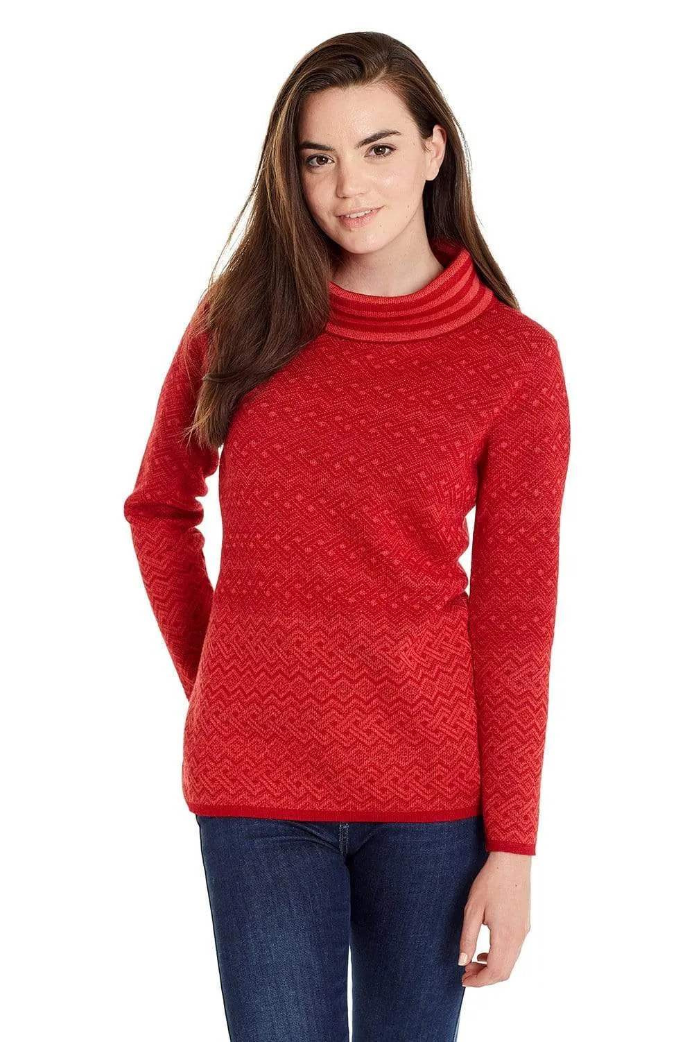 Isis Red Cowl Neck Baby Alpaca Sweater for Women