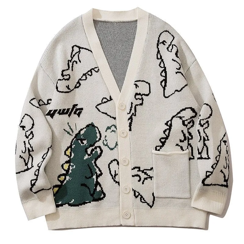 Jacquard Cardigan Sweater Full Dinosaur