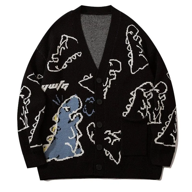 Jacquard Cardigan Sweater Full Dinosaur