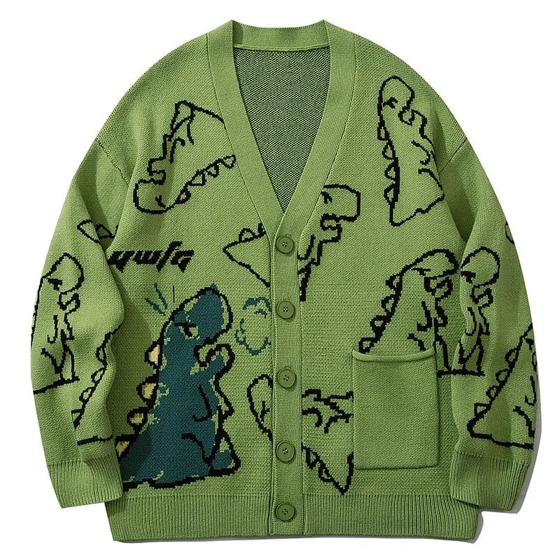 Jacquard Cardigan Sweater Full Dinosaur