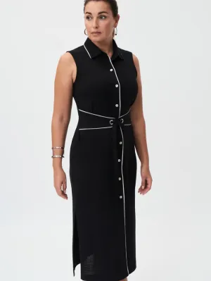 Joseph Ribkoff Sleeveless Belted Black Shirt Dress 232239 110