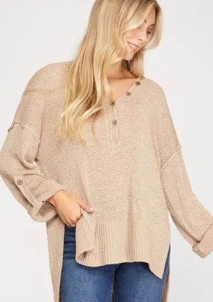 Karin Hi-Low Sweater - Taupe