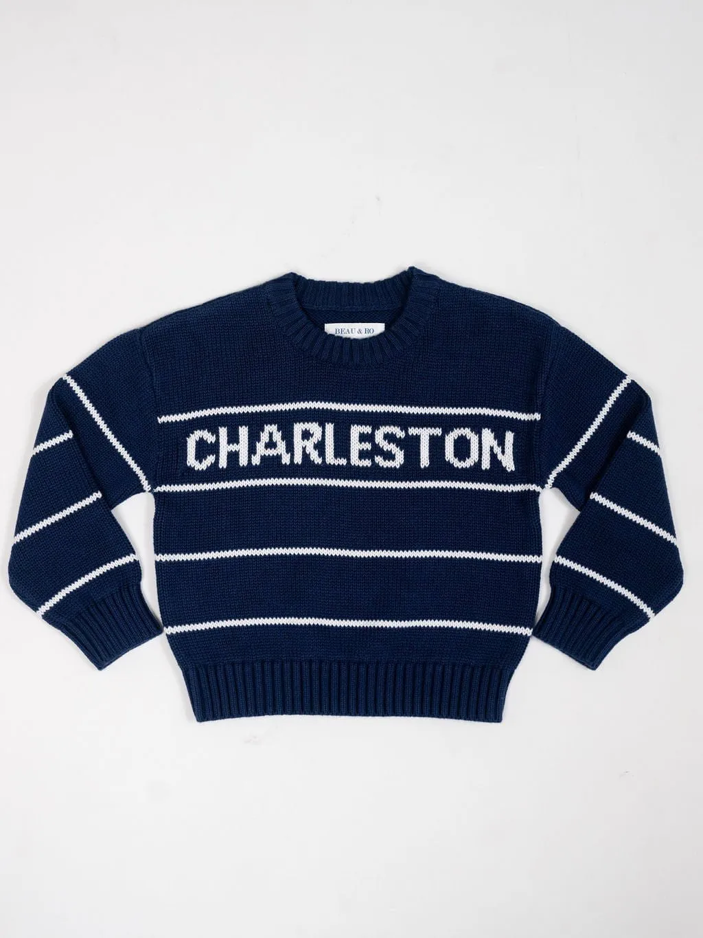 Kids Charleston Sweater in Navy Stripe