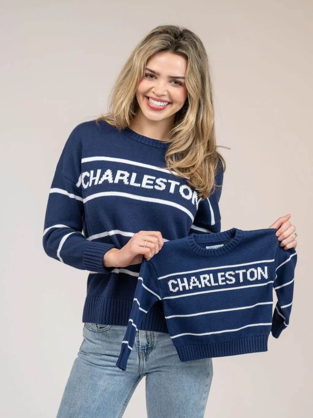 Kids Charleston Sweater in Navy Stripe