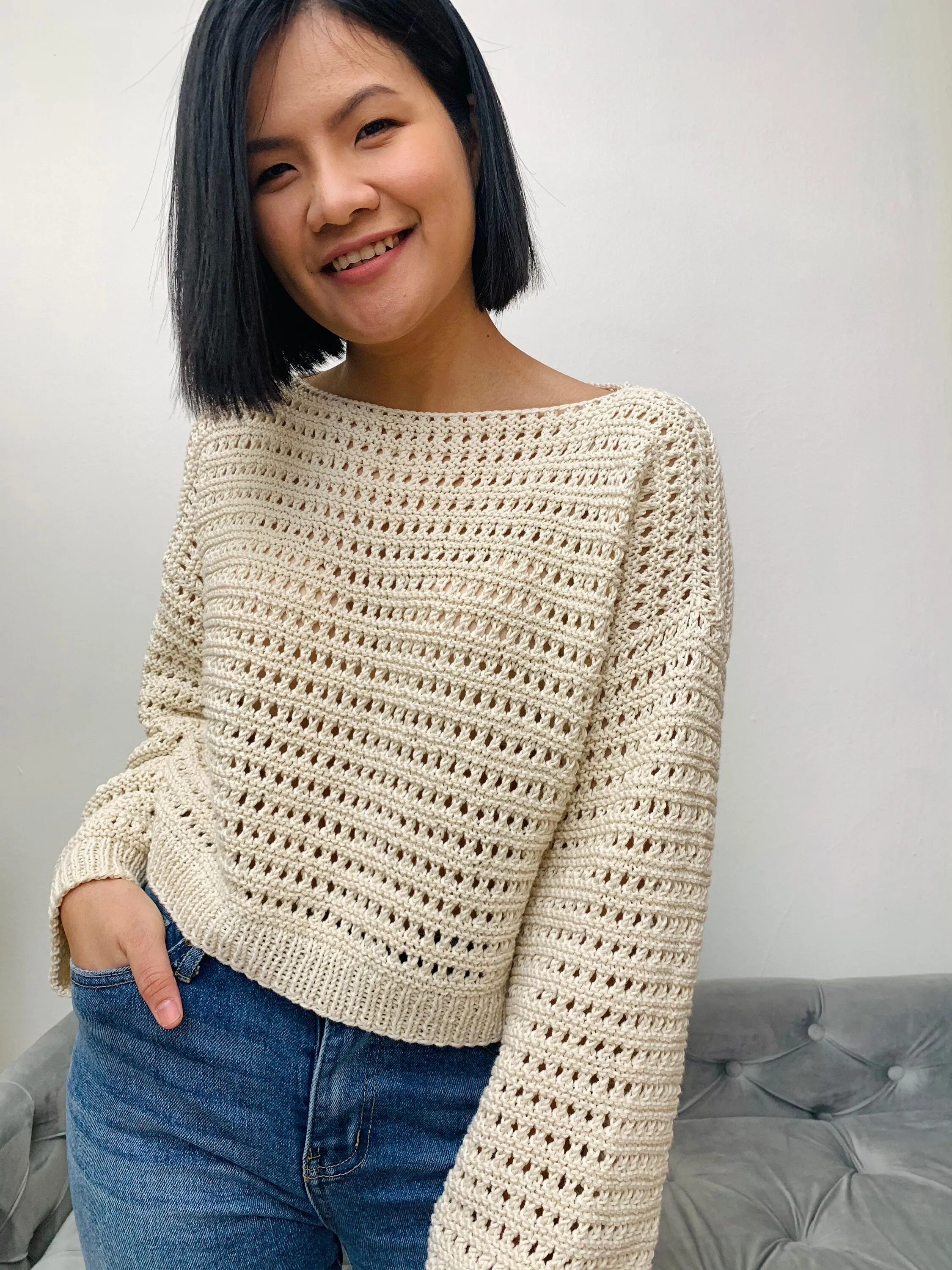 Knitting Pattern | Lacy knitted sweater pattern, includes women's sizes XS-XXL with PDF digital download. Sweater knitting pattern, pattern