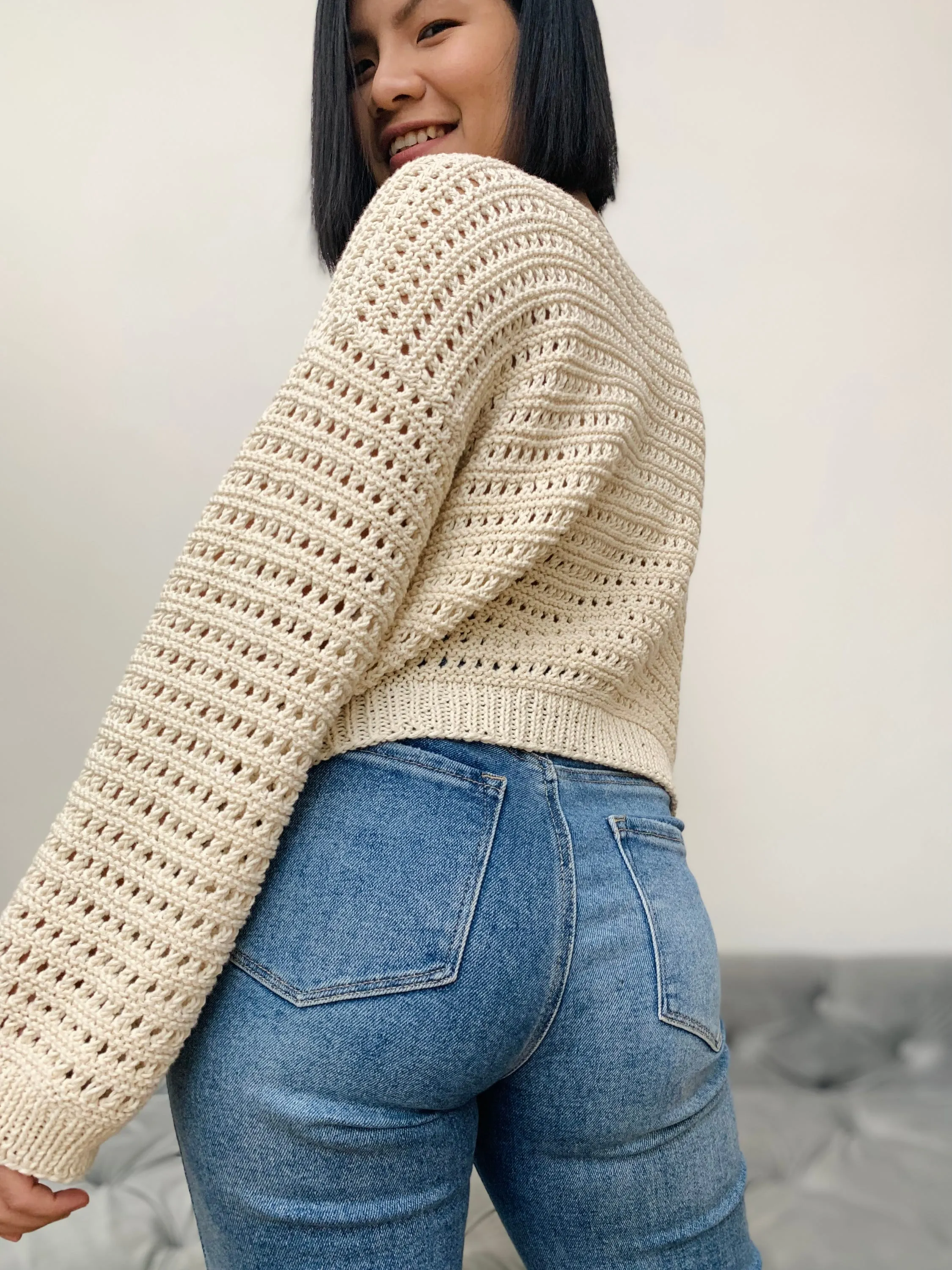 Knitting Pattern | Lacy knitted sweater pattern, includes women's sizes XS-XXL with PDF digital download. Sweater knitting pattern, pattern