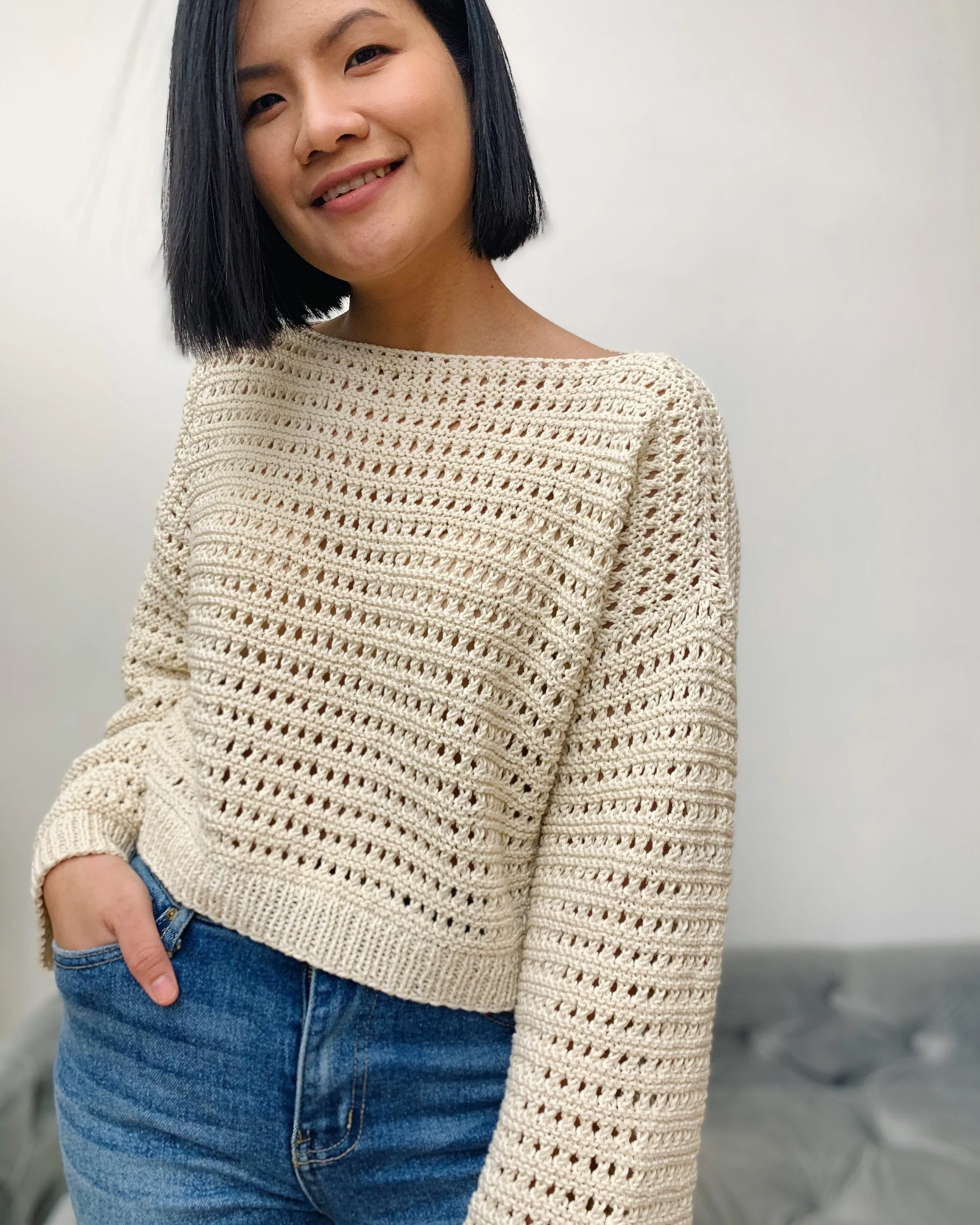 Knitting Pattern | Lacy knitted sweater pattern, includes women's sizes XS-XXL with PDF digital download. Sweater knitting pattern, pattern