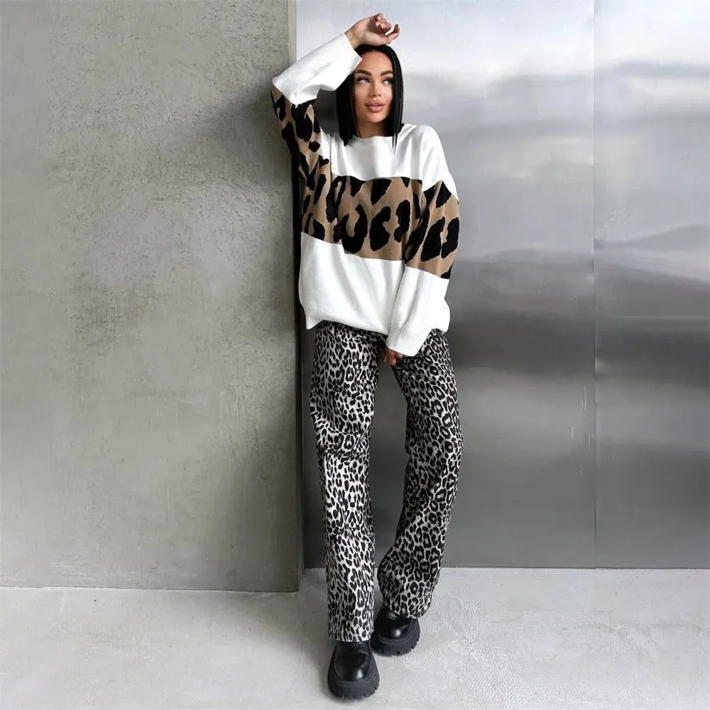 Ladies Leopard loose Sweater