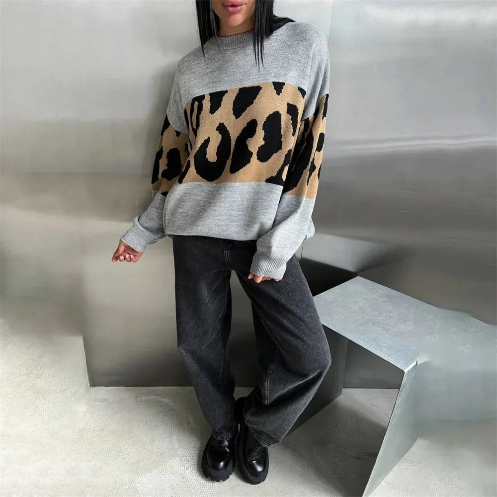 Ladies Leopard loose Sweater