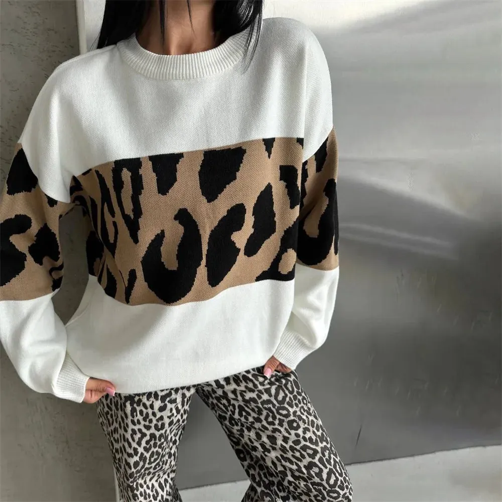 Ladies Leopard loose Sweater