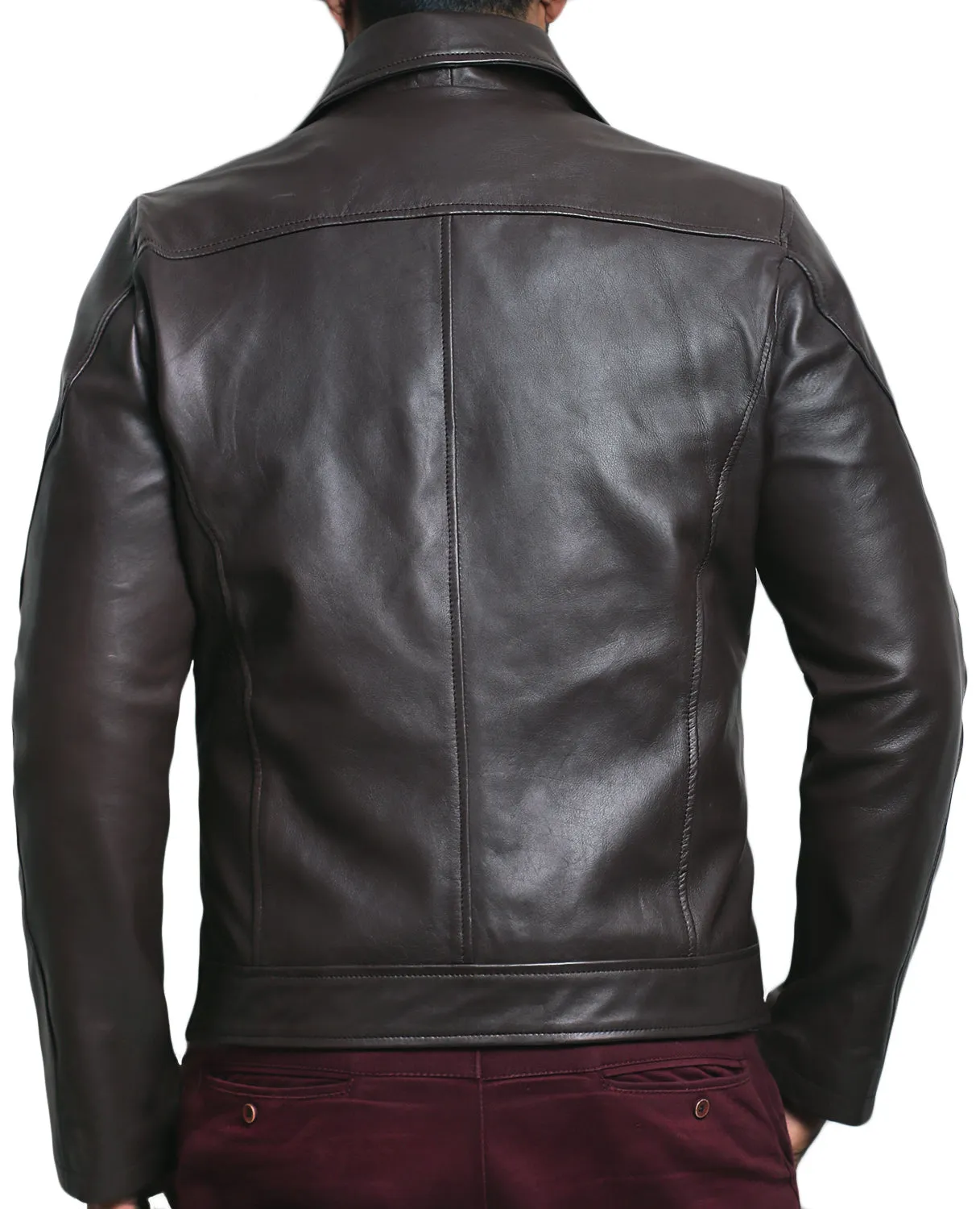 Leather Jackets Hub Mens Genuine Lambskin Leather Jacket (Black, Aviator Jacket) - 1501514