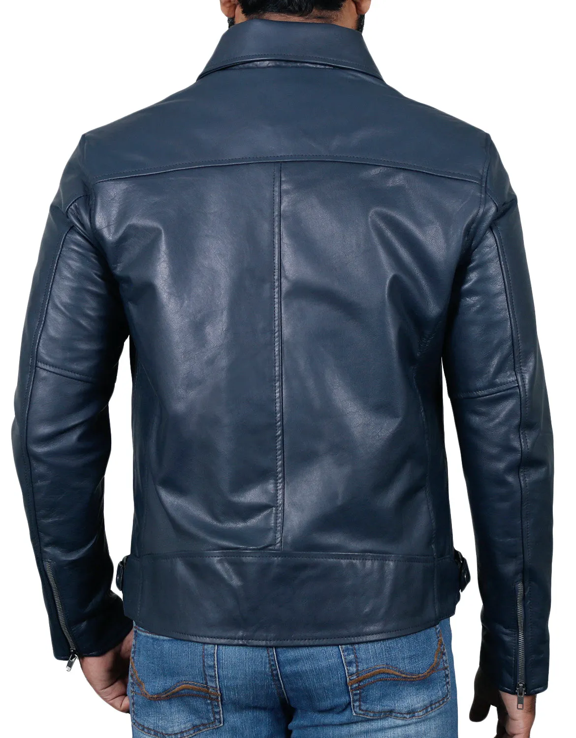 Leather Jackets Hub Mens Genuine Lambskin Leather Jacket (Black, Aviator Jacket) - 1501611