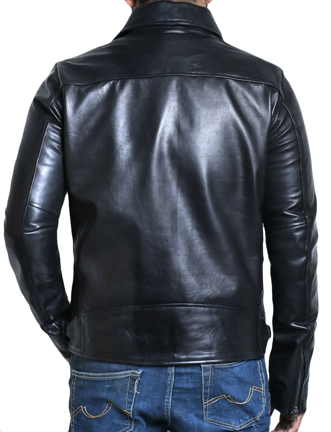 Leather Jackets Hub Mens Genuine Lambskin Leather Jacket (Black, Aviator Jacket) - 1501611