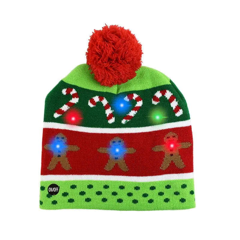 LED Christmas Hat Sweater Knitted Beanie Christmas Light Up Knitted Hat Christmas Gift for Kids Xmas  Decorations