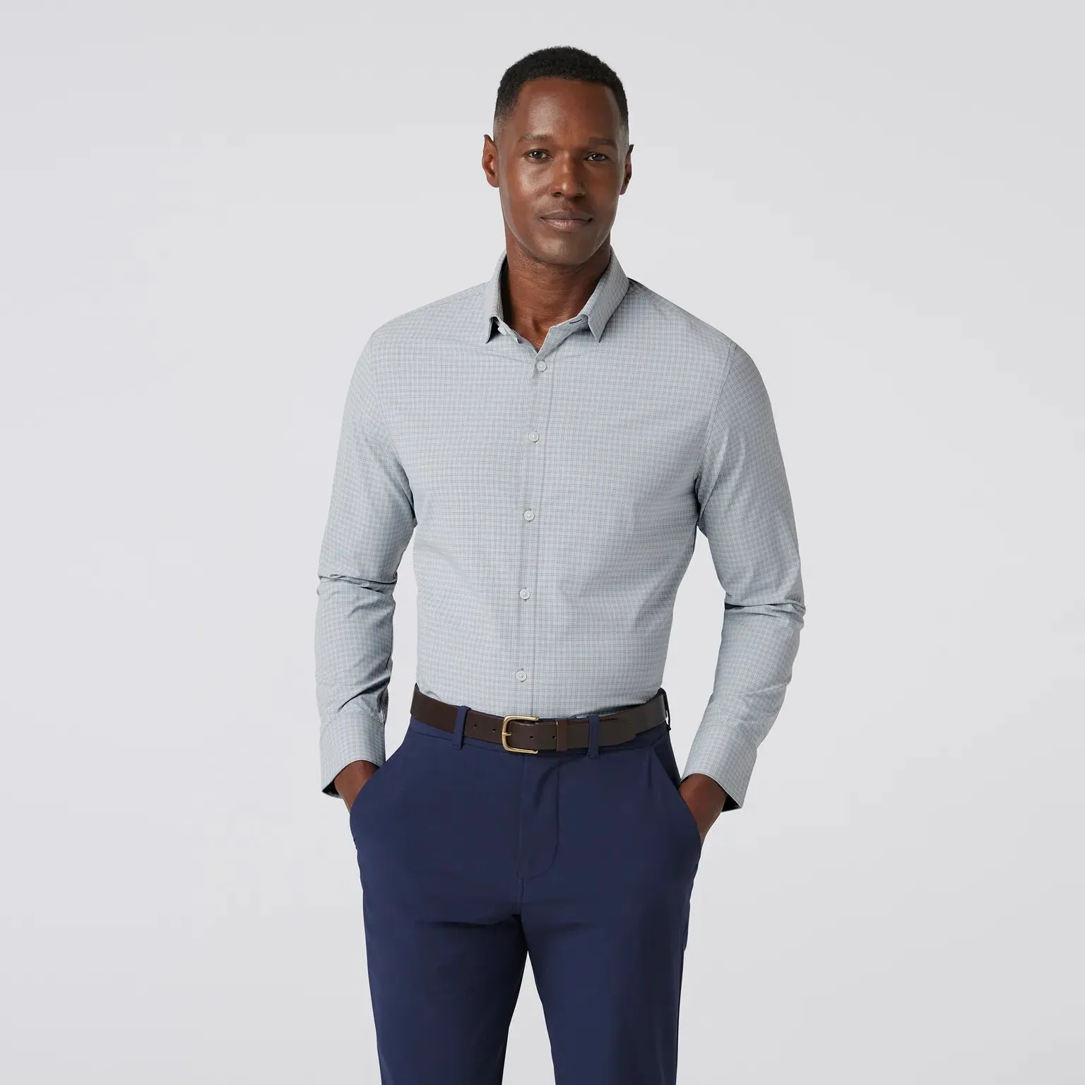 Leeward Dress Shirt in Aluminum Joel Plaid by Mizzen Main