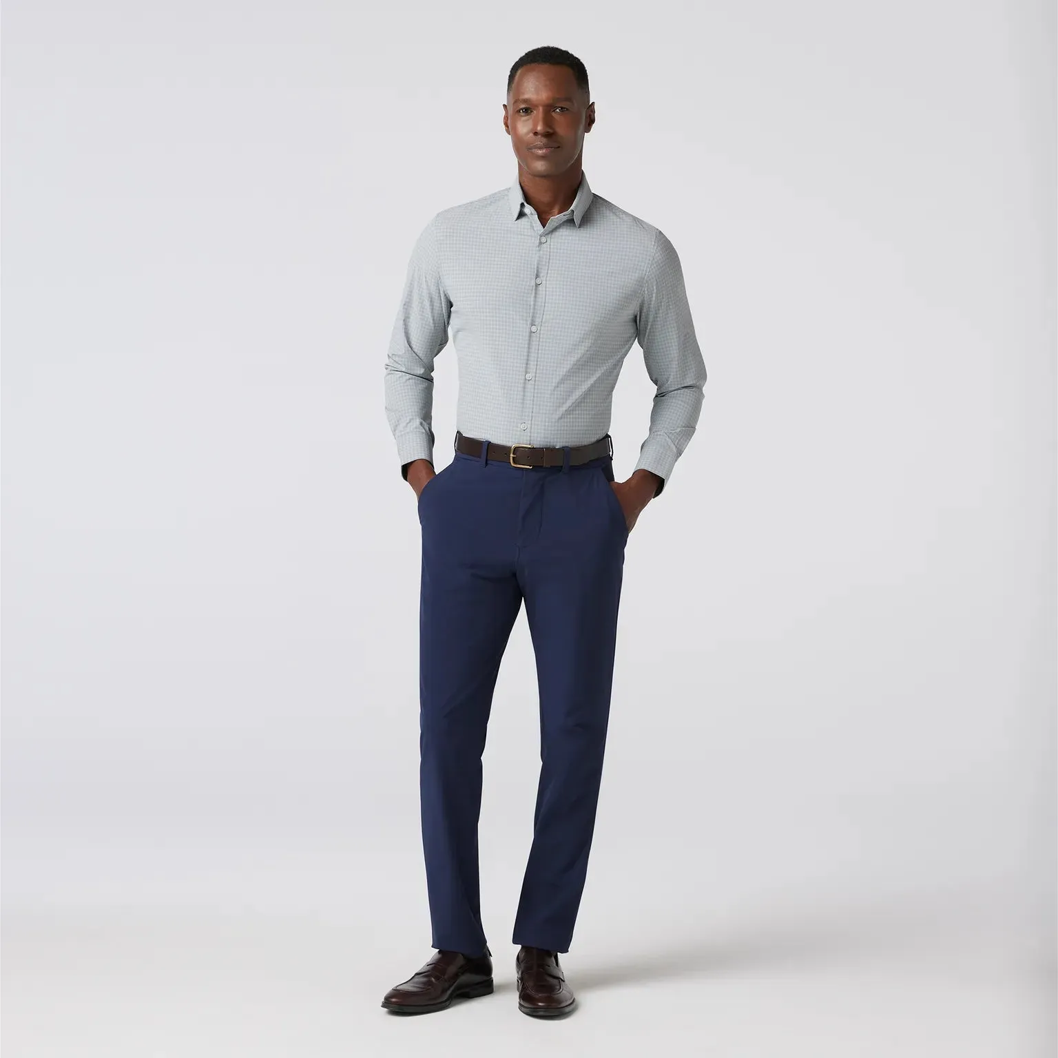 Leeward Dress Shirt in Aluminum Joel Plaid by Mizzen Main