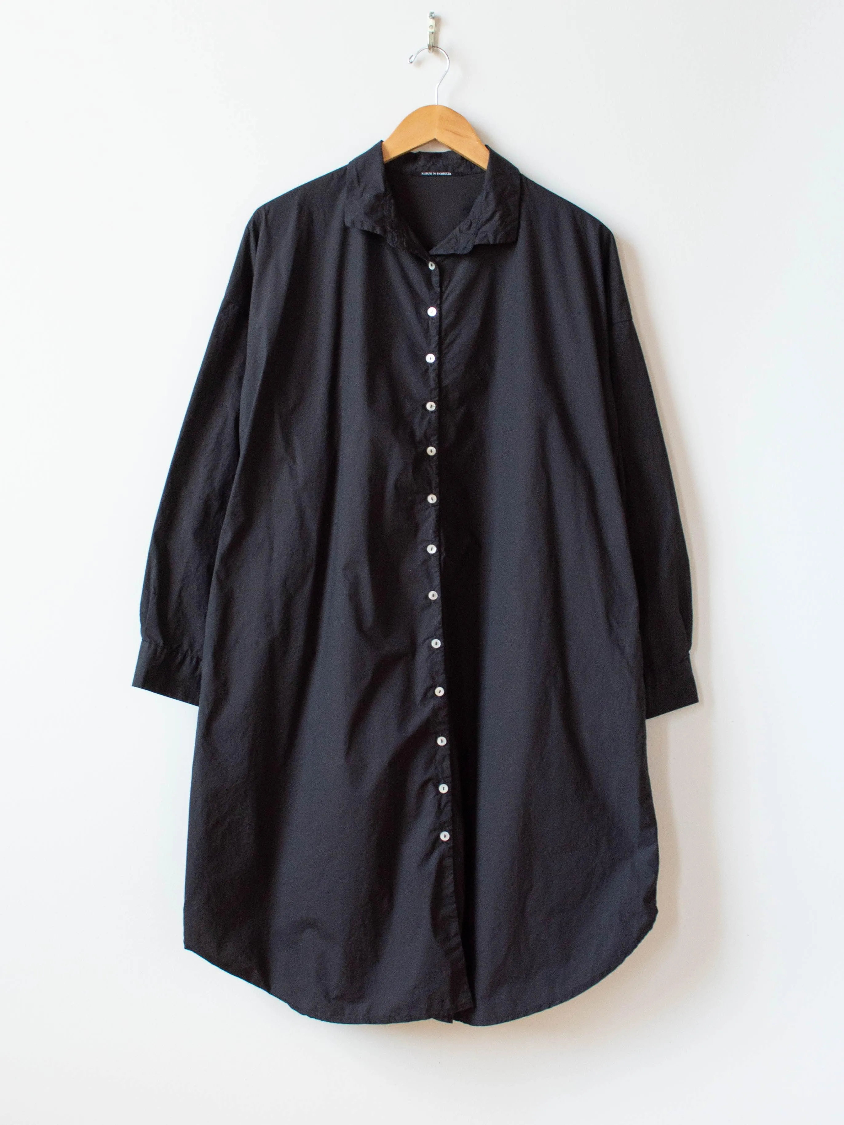 Long Collar Shirt Dress TS - Black