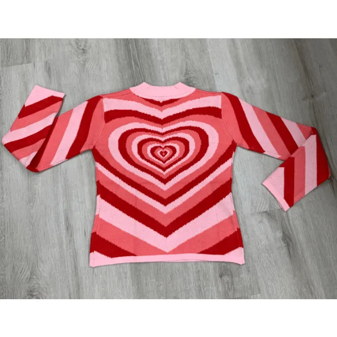 Long Sleeve Hearts Turtleneck Sweater