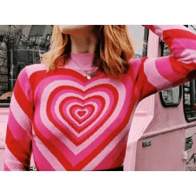 Long Sleeve Hearts Turtleneck Sweater