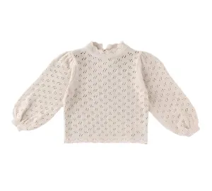 Long Sleeve Pointelle Knit Sweater | Champagne