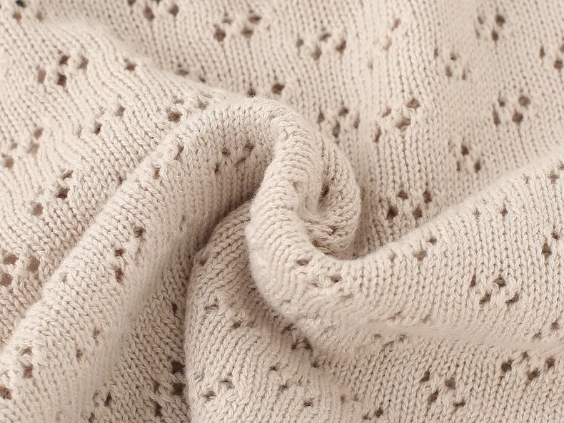 Long Sleeve Pointelle Knit Sweater | Champagne