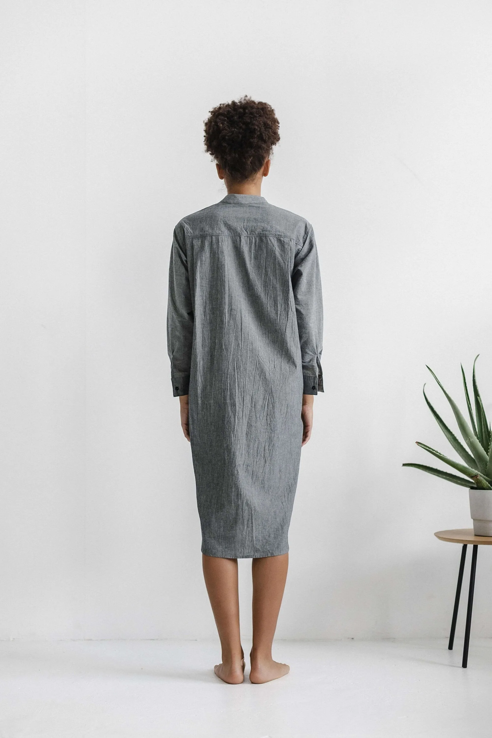 Long Sleeve Sleepdress — Silver