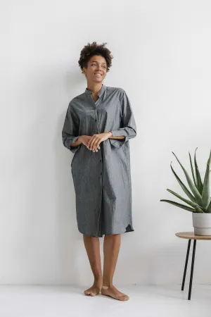 Long Sleeve Sleepdress — Silver