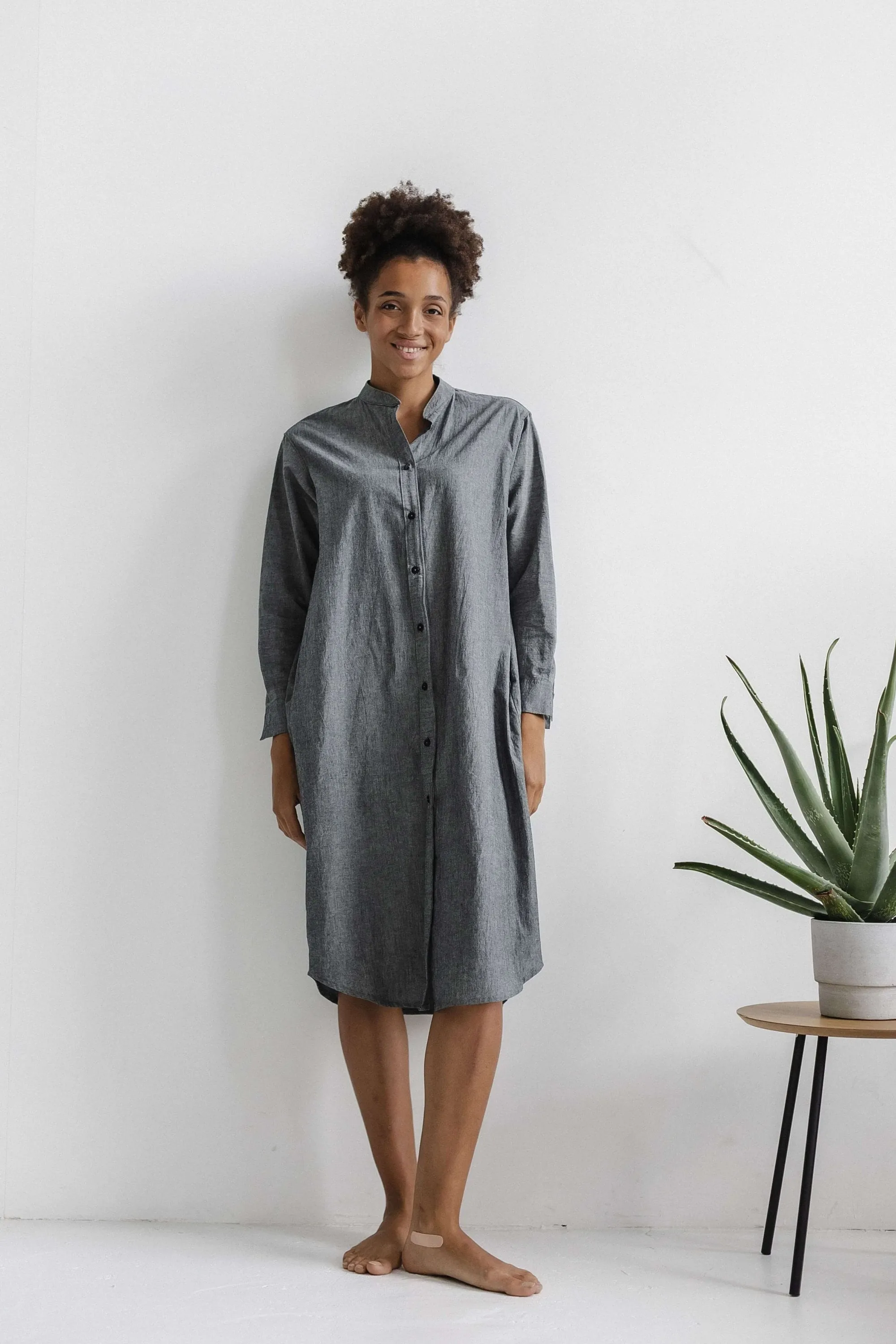 Long Sleeve Sleepdress — Silver