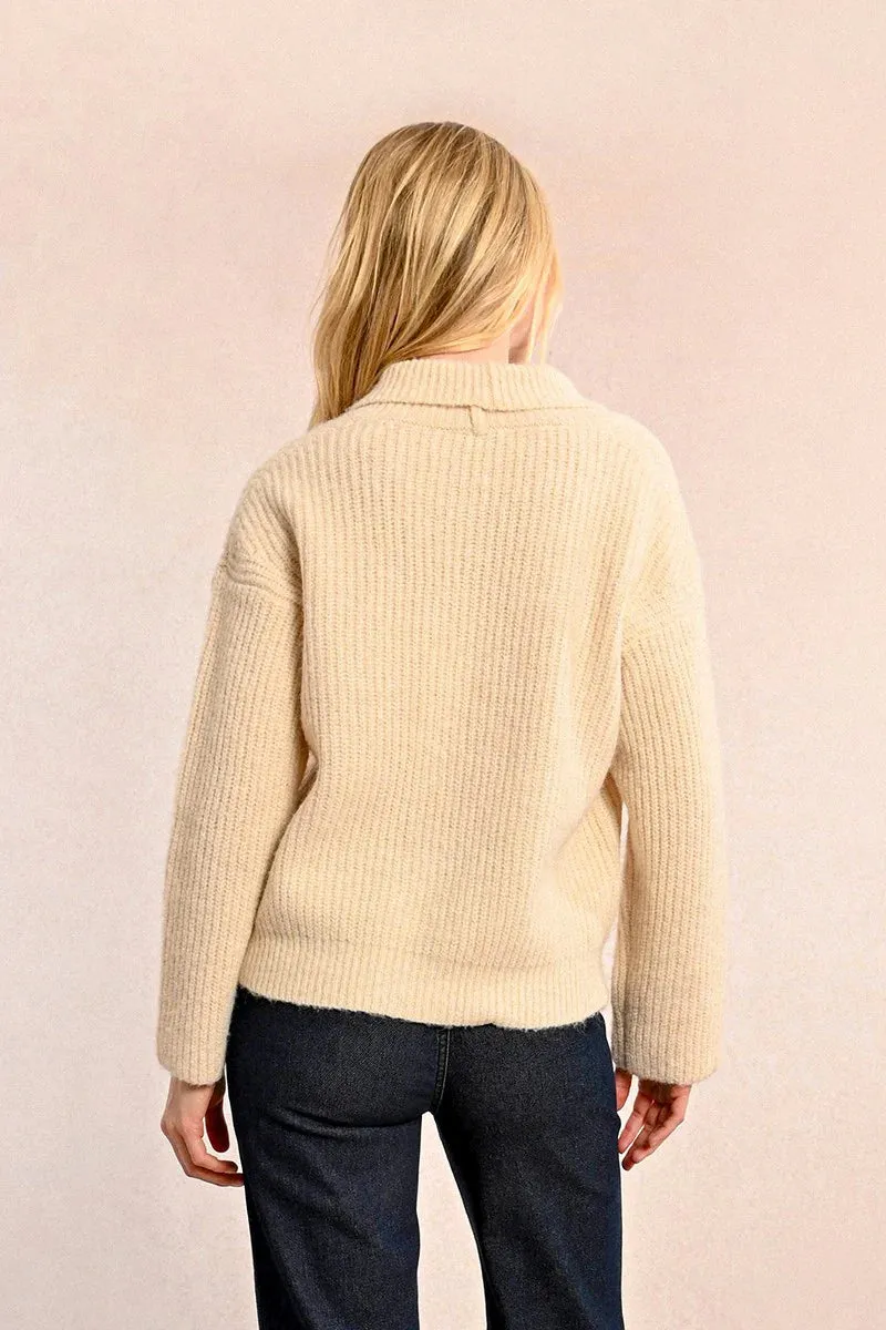 Loose Knited Cardigan - Cream