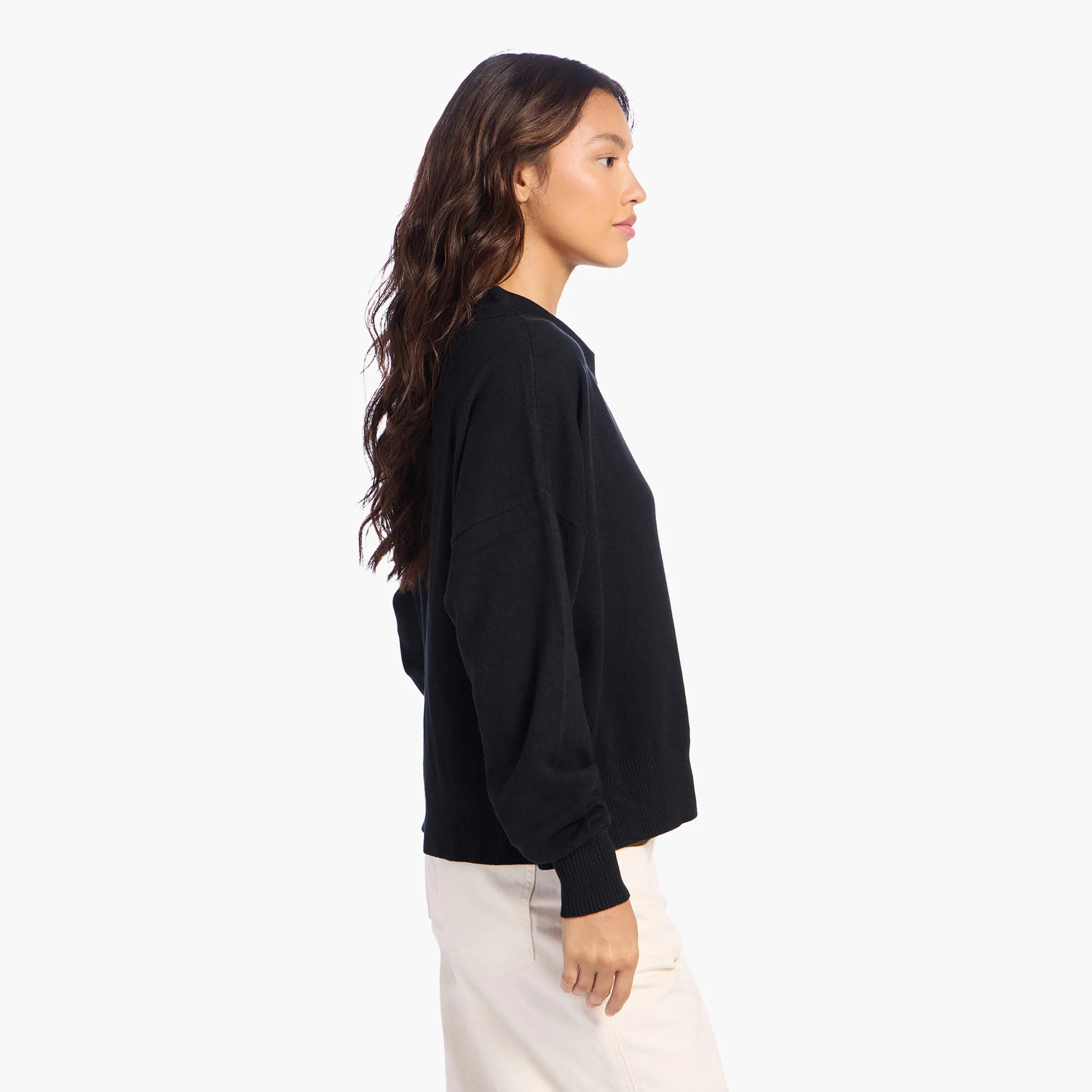 Luxe Knit Polo Sweater | Black